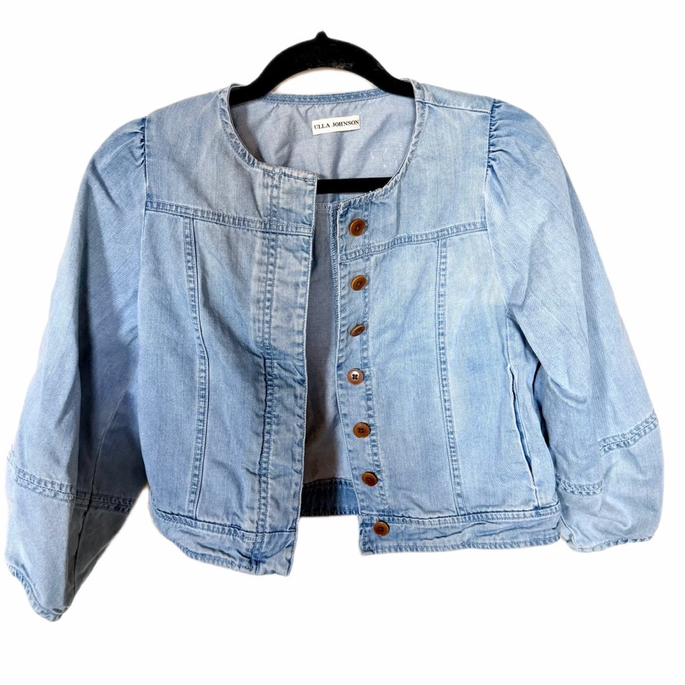 Ulla Johnson denim balloon sleeve shirt jacket size 2 - Picture 2 of 8